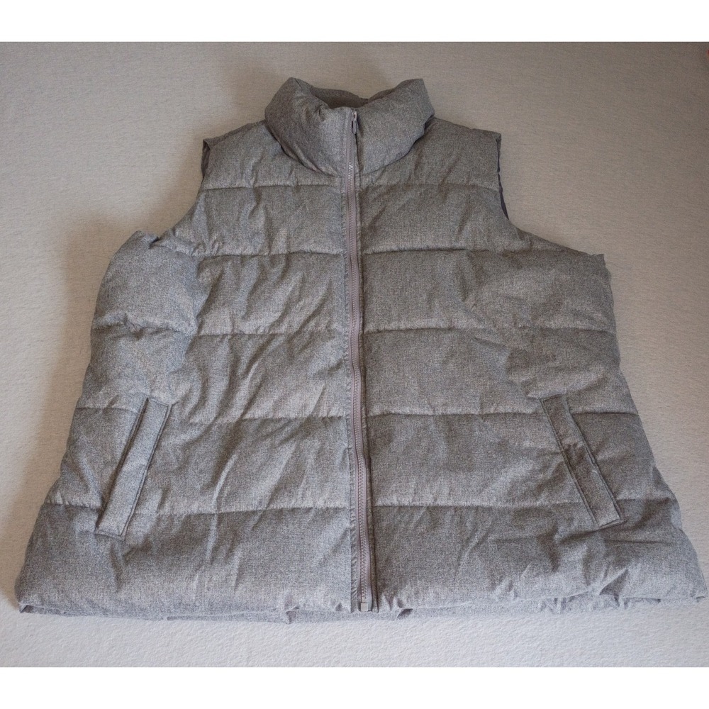 Old Navy Puffer Vest Men's XXL Gray Quilted Full Zip Water Resistant Winter Coat